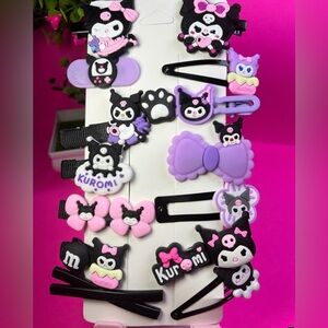 Kuromi Hair Clips 14pc, Hair Accessories, Sanrio Hair Clips, Kawaii